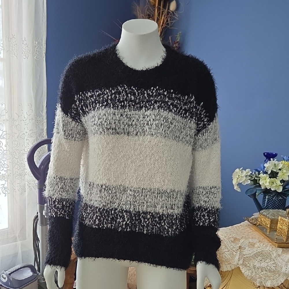 SO Monochrome Striped Crew Neck Sweater